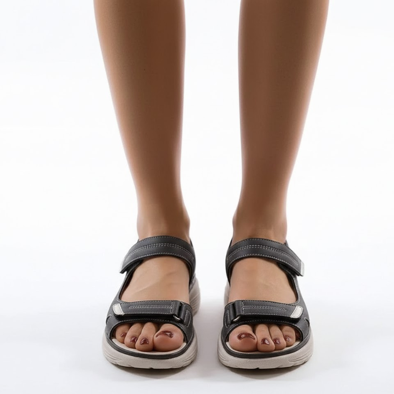 Damskie przewiewne sandały letnie z odkrytymi palcami – regulowane, wygodne buty na rzepy