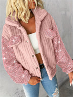 Blaire | Damska kurtka z cekinami w stylu patchworku – swobodna kurtka