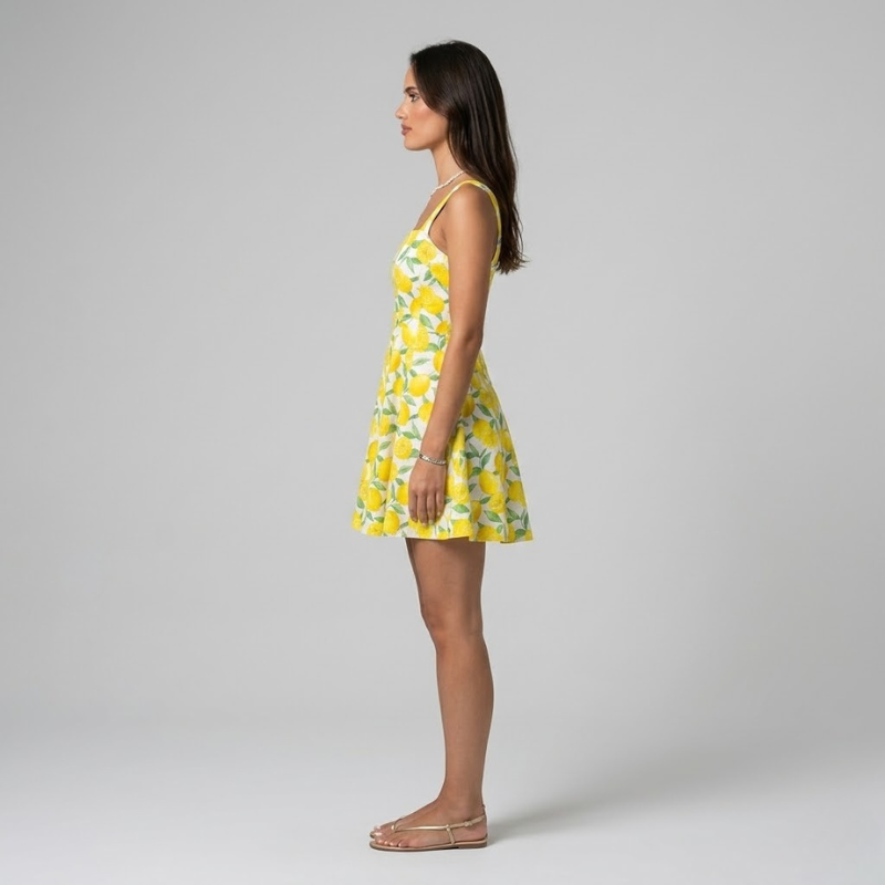 Letnia sukienka w żywym limonkowym kolorze – świeży, tropikalny styl wakacyjny dla kobiet