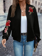 Krystyna | Haftowana damska kurtka typu bomber – swobodna kurtka w stylu baseballowym typu varsity