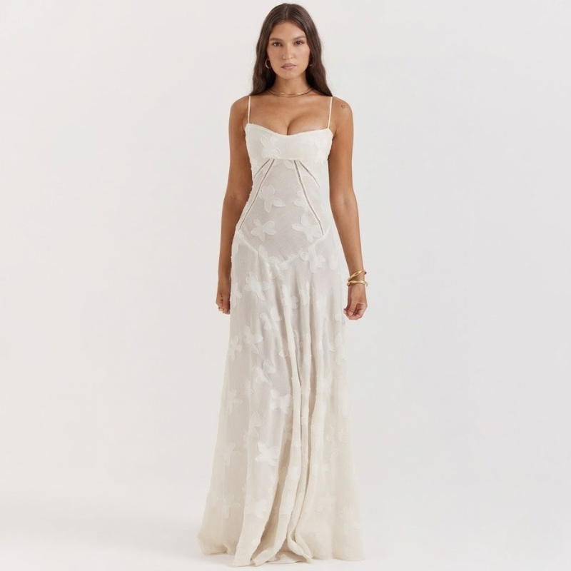 Haftowana sukienka maxi – elegancka, zwiewna suknia wieczorowa dla kobiet