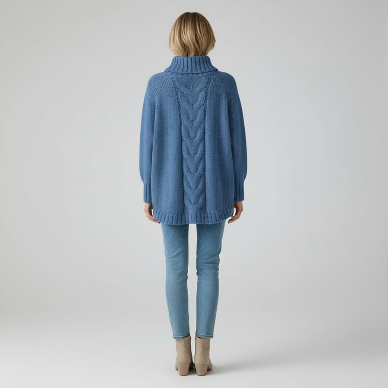 Przytulny, obszerny golf damski – luźny, zimowy sweter