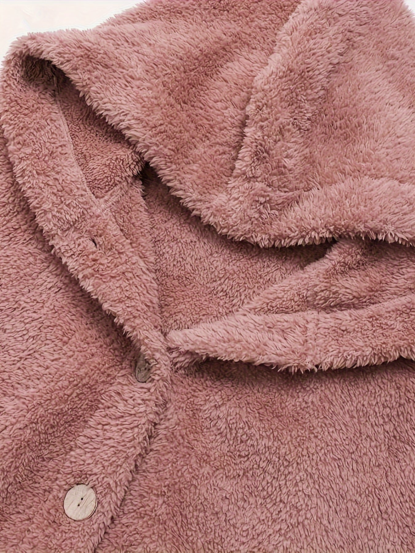 Hazel | Damski miękki polarowy sweter z kapturem – kardigan zapinany na guziki