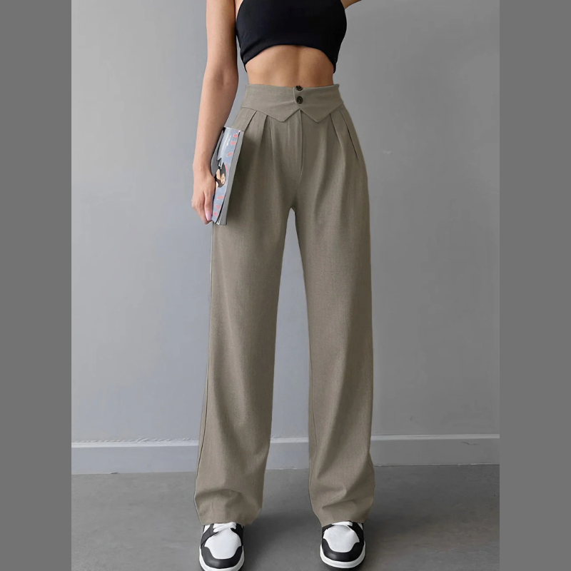 Eleganckie spodnie z wysokim stanem i prostym krojem – nowoczesny niezbędnik dla kobiet