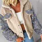 Blaire | Damska kurtka z cekinami w stylu patchworku – swobodna kurtka