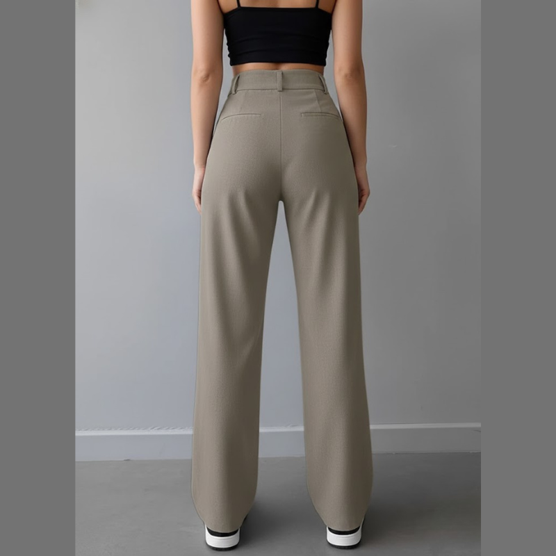 Eleganckie spodnie z wysokim stanem i prostym krojem – nowoczesny niezbędnik dla kobiet