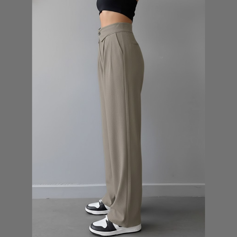 Eleganckie spodnie z wysokim stanem i prostym krojem – nowoczesny niezbędnik dla kobiet