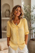 Olga | Elegancka bluzka damska w kwiaty z okrągłym dekoltem i lekkiego materiału