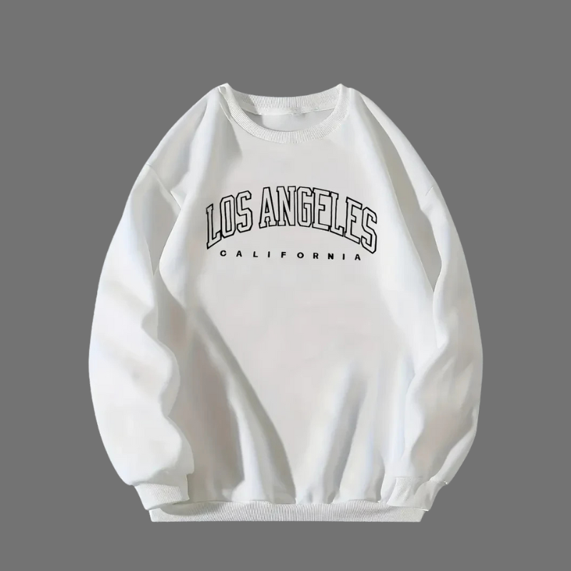 Bluza z nadrukiem i okrągłym dekoltem – ciepła, swobodna, zimowa odzież uliczna