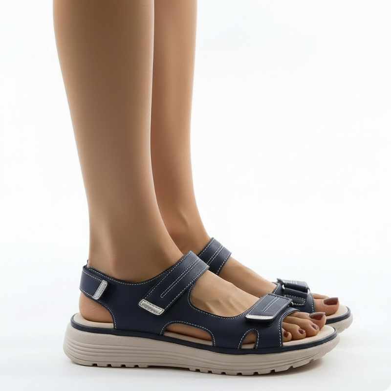 Damskie przewiewne sandały letnie z odkrytymi palcami – regulowane, wygodne buty na rzepy