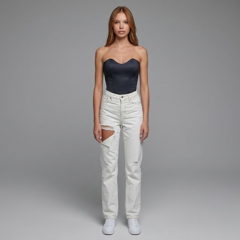 Satin-style strapless corset - an elegant, contoured corset top