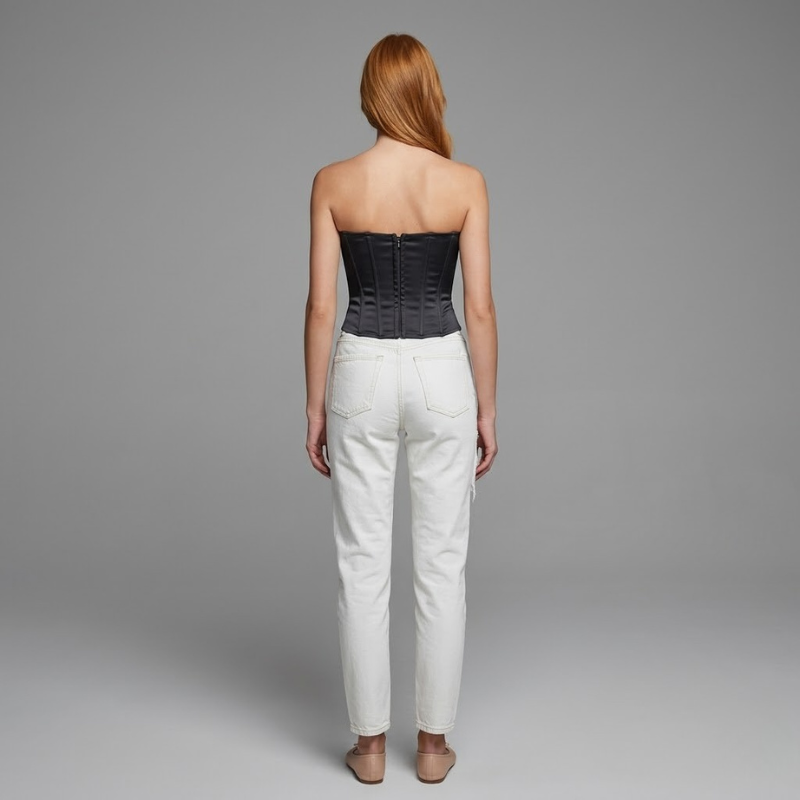 Satin-style strapless corset - an elegant, contoured corset top