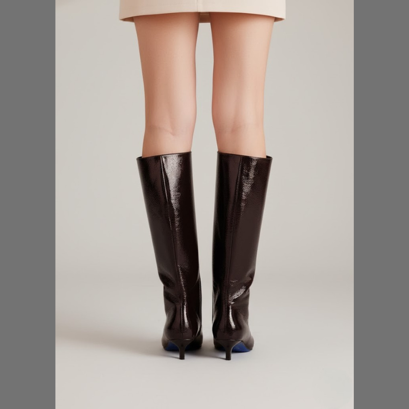 Eleganckie skórzane botki damskie – elegancki niski obcas typu kociak