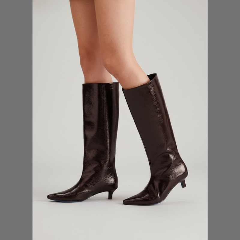 Eleganckie skórzane botki damskie – elegancki niski obcas typu kociak