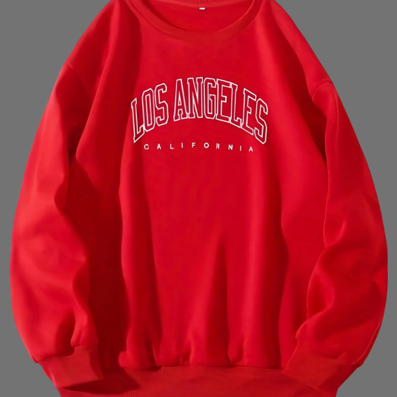 Bluza z nadrukiem i okrągłym dekoltem – ciepła, swobodna, zimowa odzież uliczna