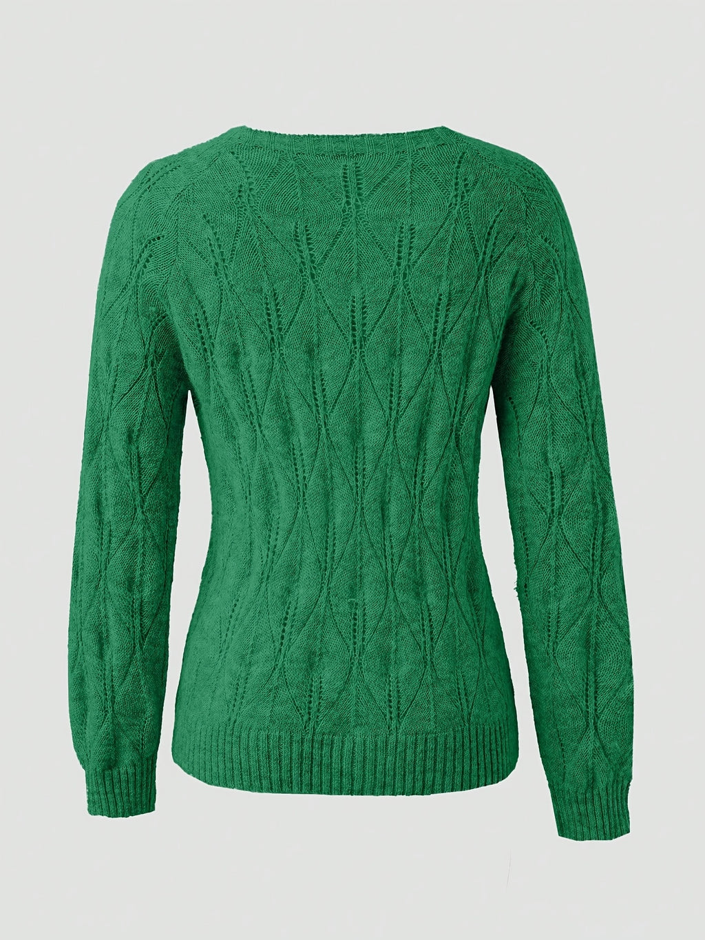 Velina | Damski sweter z dzianiny zapinany na guziki – sweter z okrągłym dekoltem