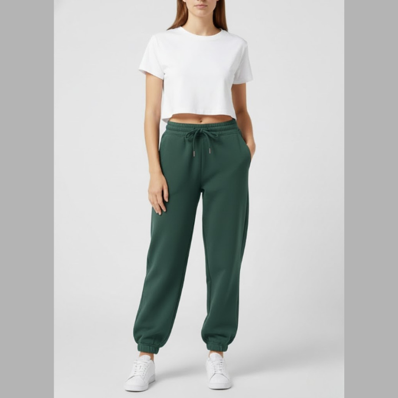 Damskie spodnie dresowe oversize – podwyższony, swobodny strój z wysokim stanem