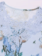 Women's lace and floral patchwork top – elegant sleeveless blouse