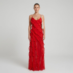 Women's flowy summer dress with a ruffle – elegant and chic style