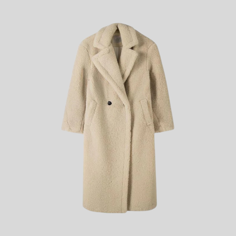 Długi płaszcz damski Teddy – ultraprzytulna zimowa odzież wierzchnia