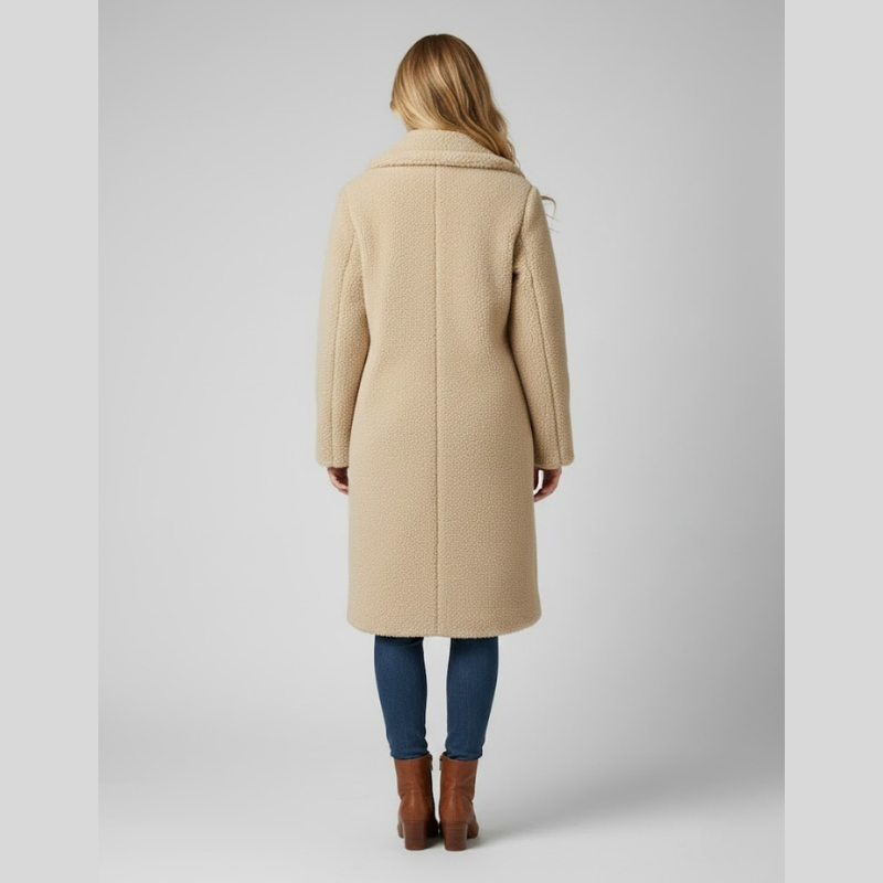 Długi płaszcz damski Teddy – ultraprzytulna zimowa odzież wierzchnia