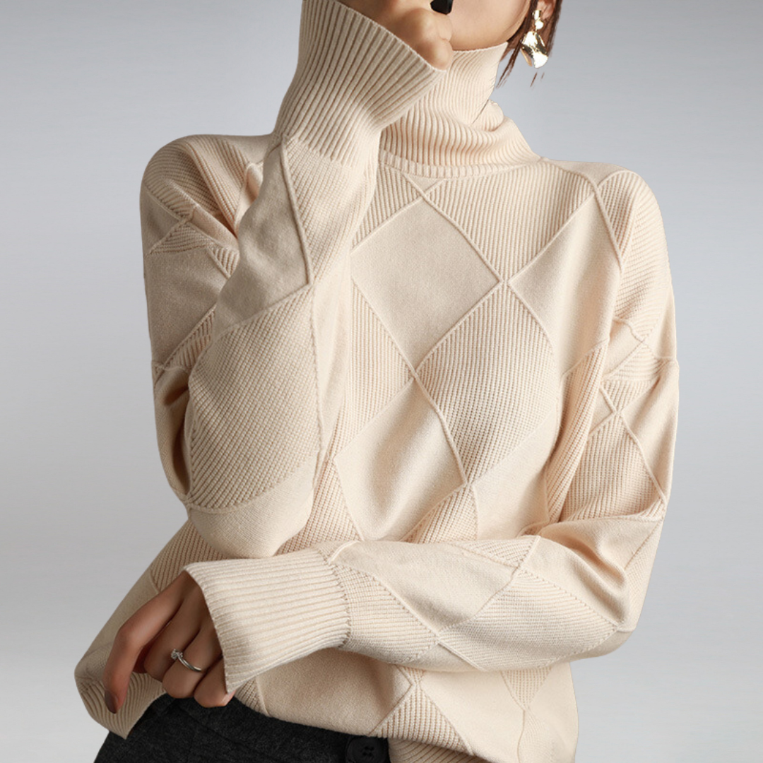 Juniper | Damski sweter z dzianiny z golfem – ciepły sweter z długim rękawem