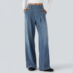 Jeansy z szerokimi nogawkami i średnim stanem – Prosty, swobodny denim
