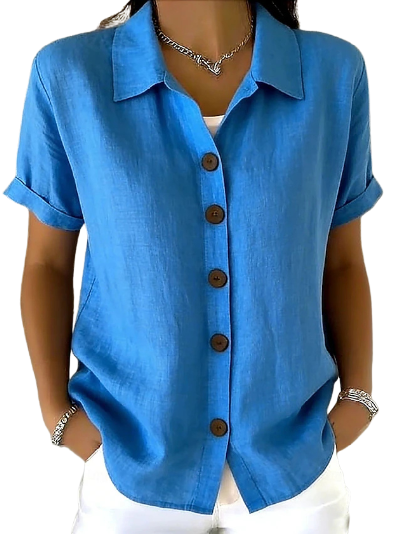 Seravina | Women's short-sleeve button-down shirt – loose fit