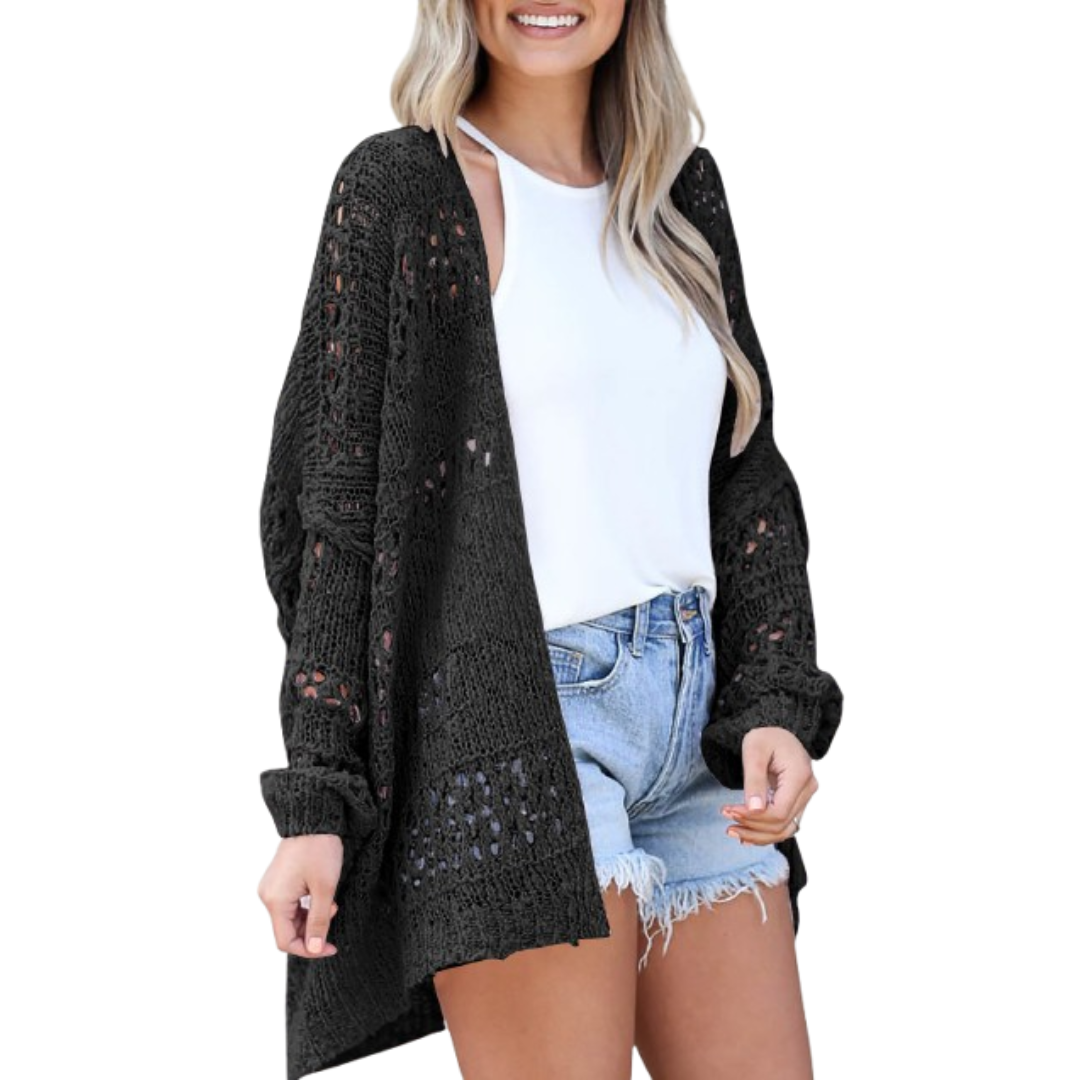 Azmira | Lekki damski kardigan w stylu oversize – letni sweter w stylu boho z luźnym splotem