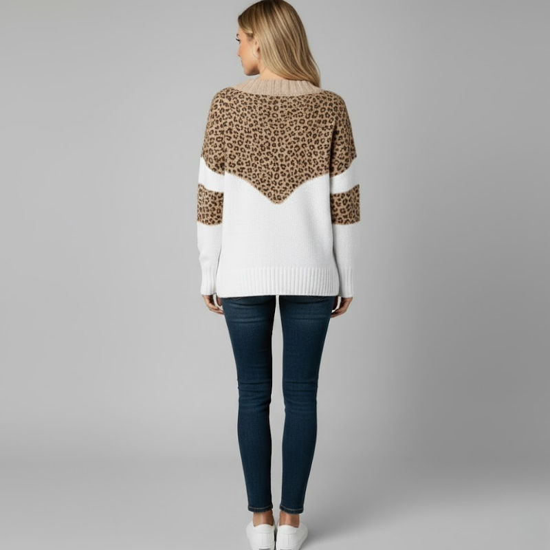 Elegancki sweter damski z dzianiny z dekoltem w serek – prosta, codzienna elegancja