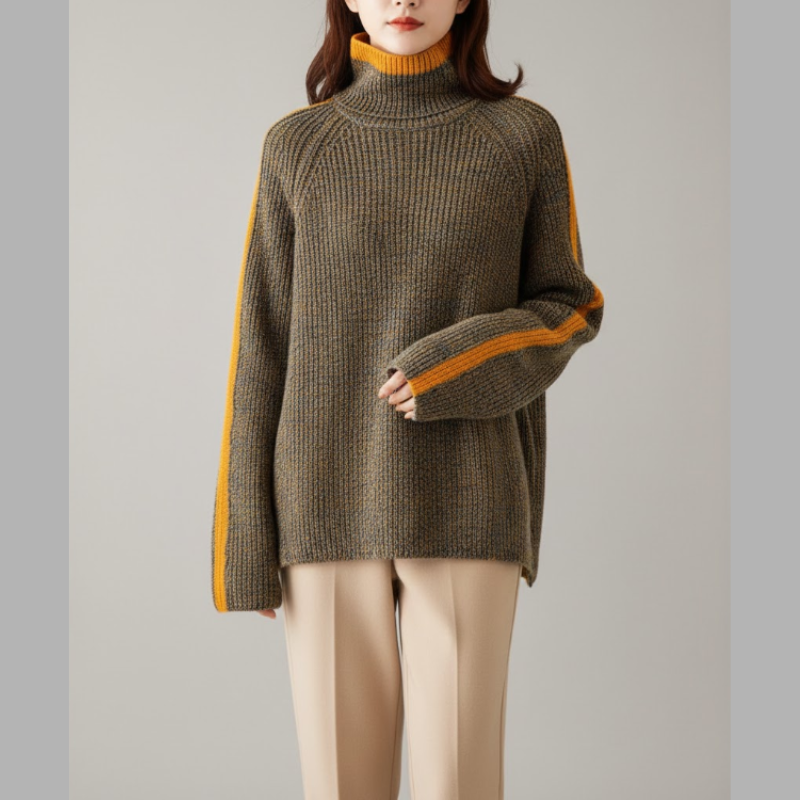 Przytulny, obszerny sweter z dzianiny dla kobiet – ciepły, zimowy styl zapewniający wygodę