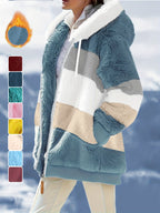 Esme | Damowa, pluszowa bluza z kapturem z polaru – swobodny płaszcz z zamkiem błyskawicznym
