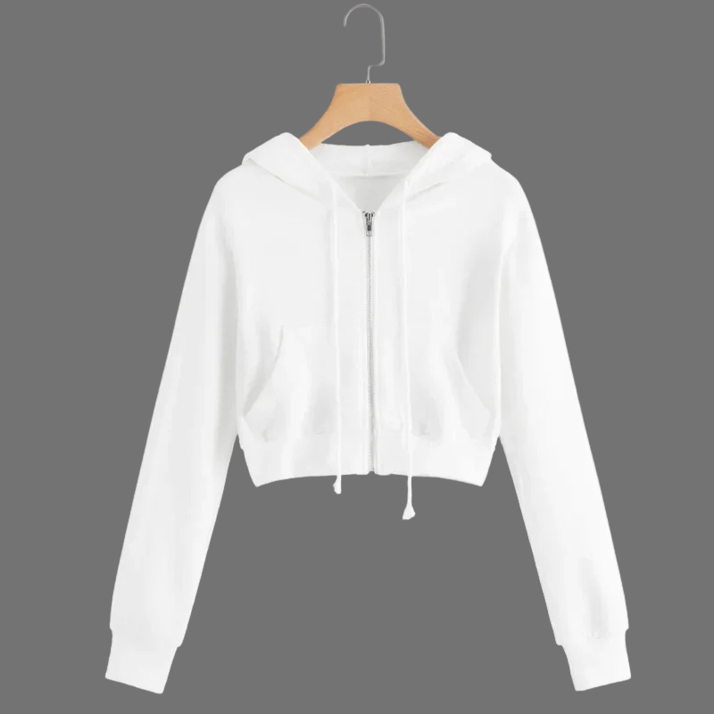 Modna damska bluza z kapturem o skróconym kroju – stylowa warstwa na zimne dni