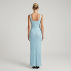 Elegant glitter evening dress - flowy, stretchy maxi for women