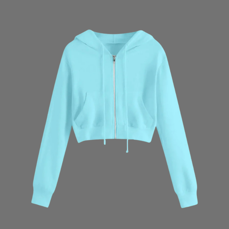 Modna damska bluza z kapturem o skróconym kroju – stylowa warstwa na zimne dni