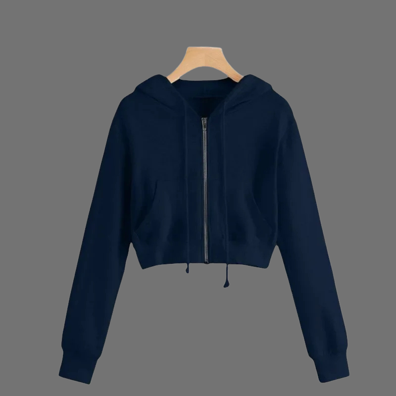 Modna damska bluza z kapturem o skróconym kroju – stylowa warstwa na zimne dni