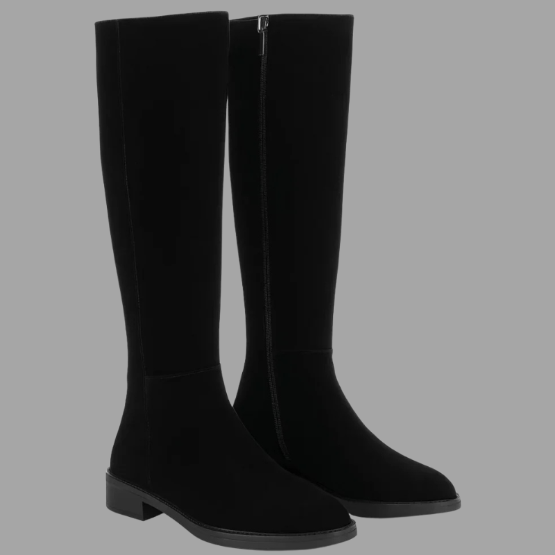 Damskie kozaki za kolano z wysokiej jakości zamszu – elegancki niski obcas blokowy