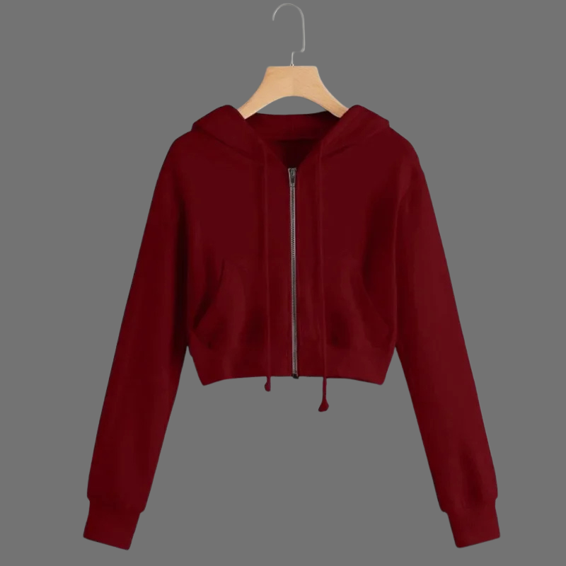 Modna damska bluza z kapturem o skróconym kroju – stylowa warstwa na zimne dni