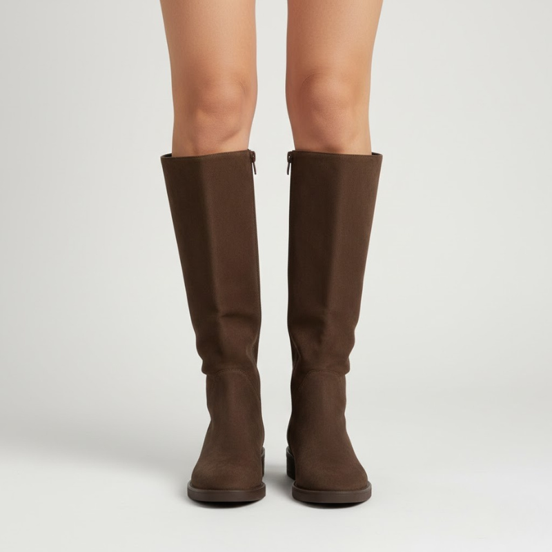 Damskie kozaki za kolano z wysokiej jakości zamszu – elegancki niski obcas blokowy
