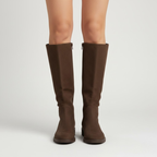 Damen Overknee-Stiefel aus hochwertigem Wildleder – eleganter niedriger Blockabsatz