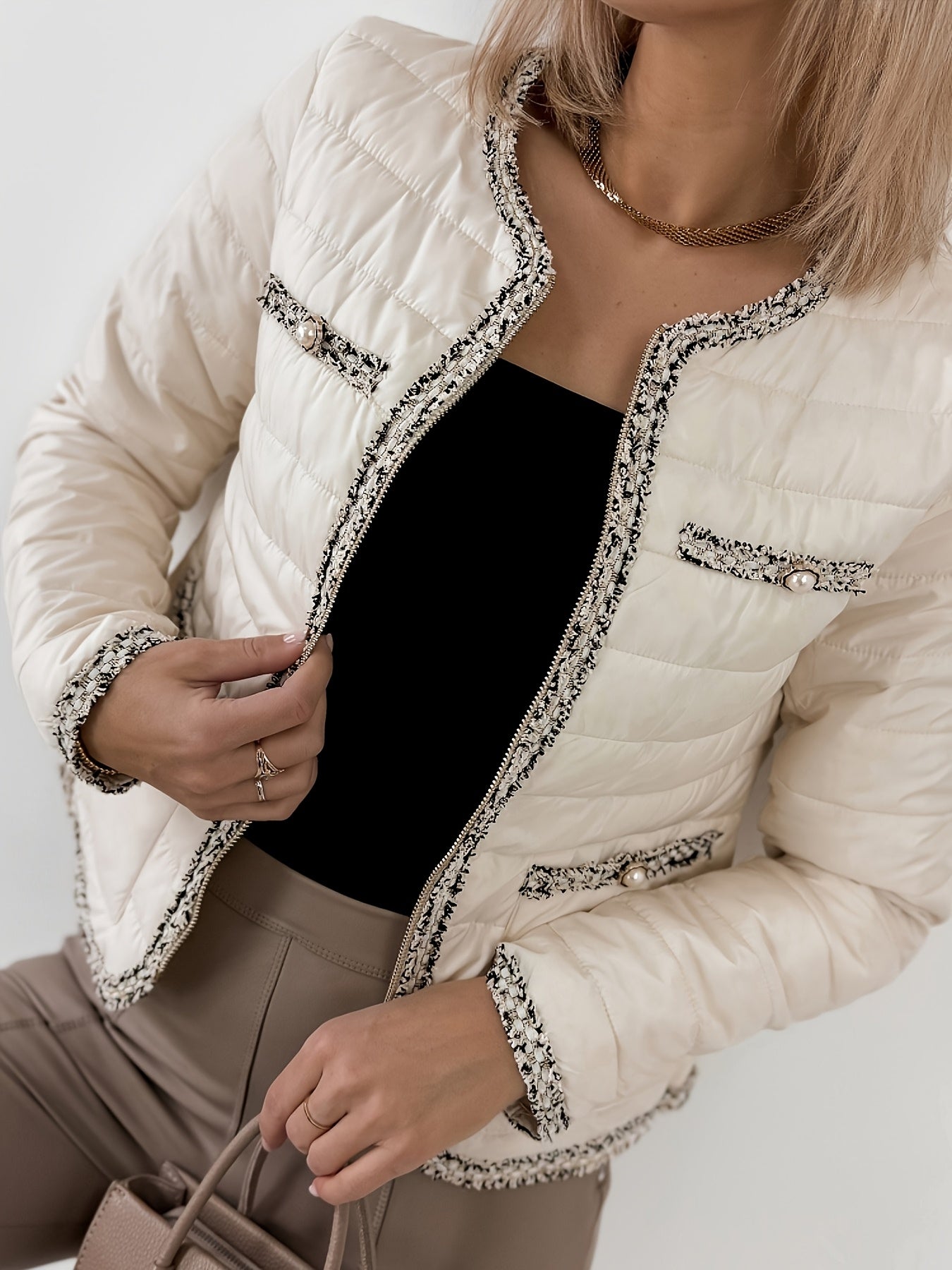 Tahlina | Klasyczna damska bluzka z okrągłym dekoltem – z długim rękawem, elegancki sweter z dzianiny
