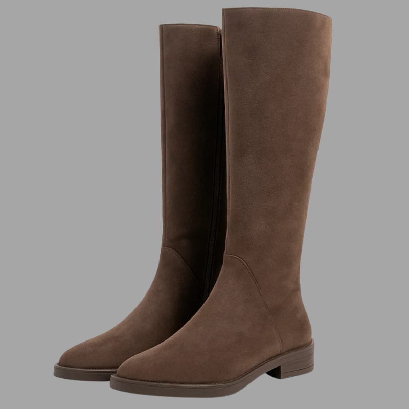 Damskie kozaki za kolano z wysokiej jakości zamszu – elegancki niski obcas blokowy