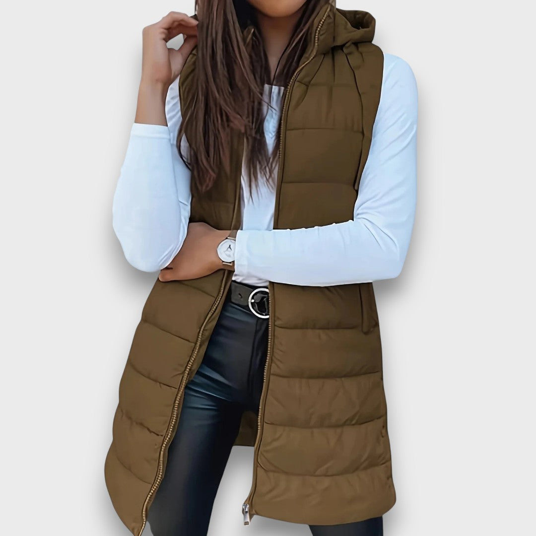 Xenia | Women's Hooded Down Vest - Warm, Insulated Sleeveless Jacket