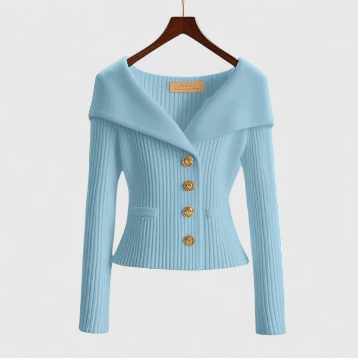 Mikaela | Lekki damski kardigan – elegancki sweter z dzianiny z długimi rękawami