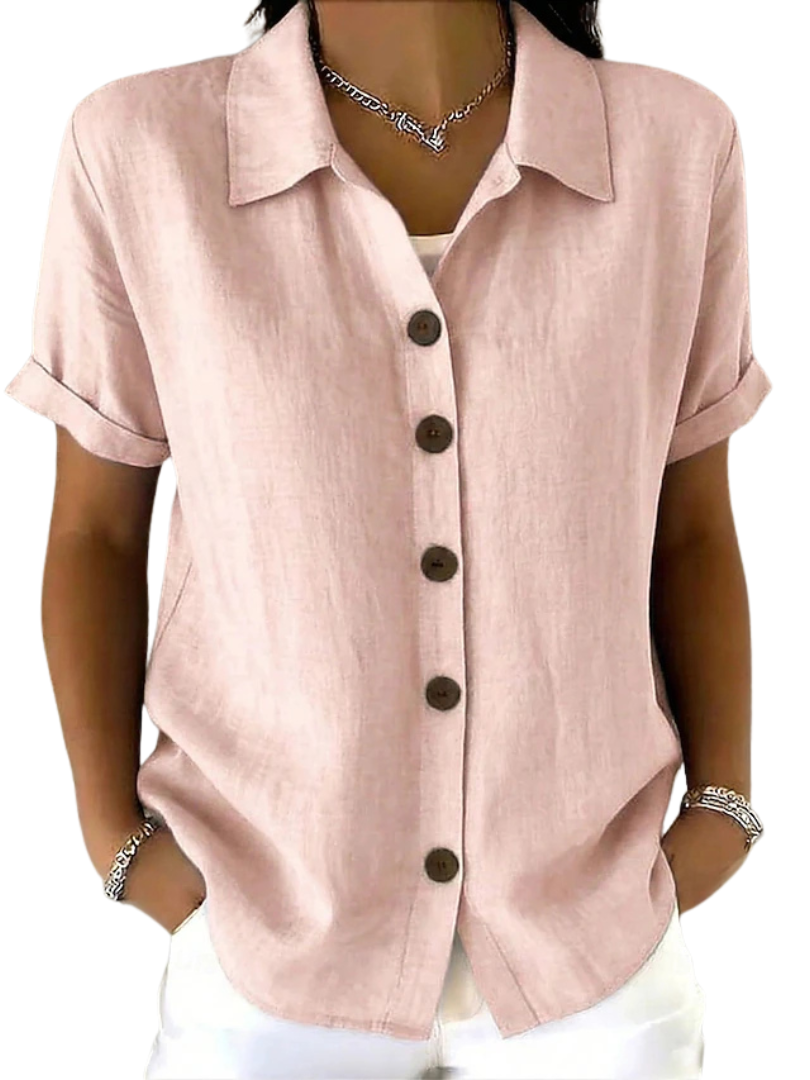 Seravina | Women's short-sleeve button-down shirt – loose fit