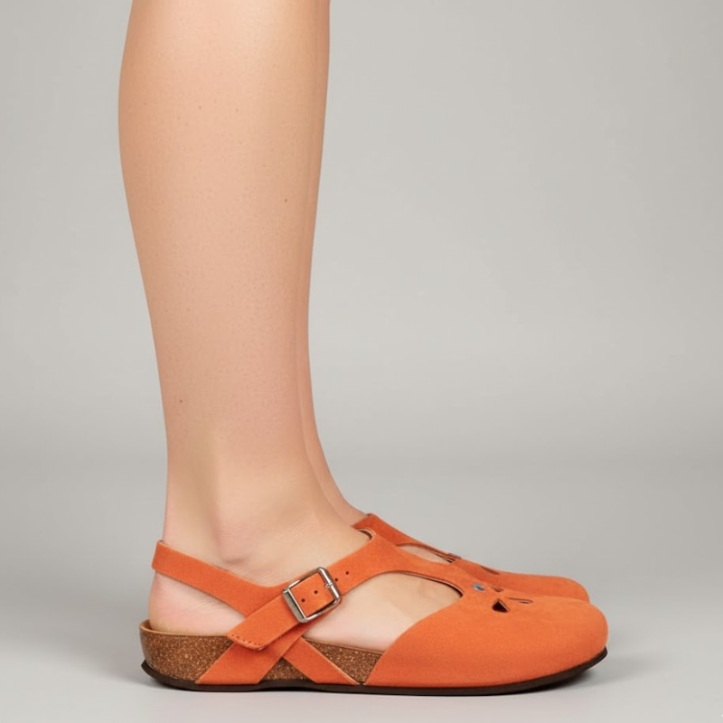 Damskie sandały retro z zamkniętymi palcami – regulowane, wygodne buty z paskiem na rzep