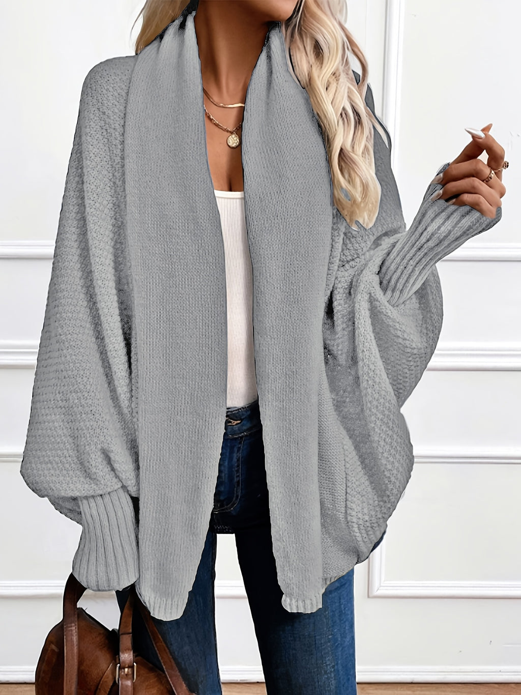 Zadie | Women’s Mid-Length Cardigan – Loose Fit Shawl Collar Jacket