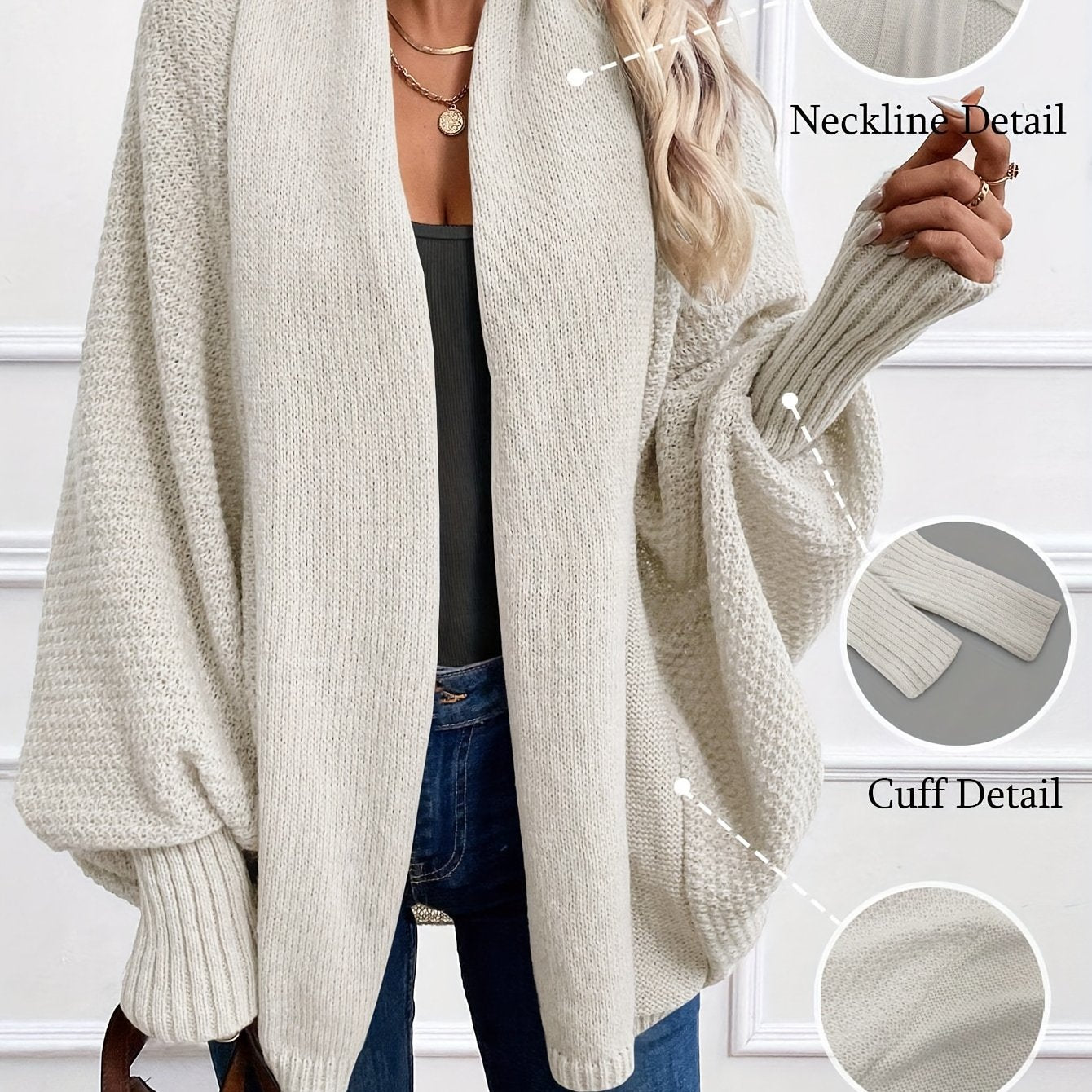 Zadie | Women’s Mid-Length Cardigan – Loose Fit Shawl Collar Jacket