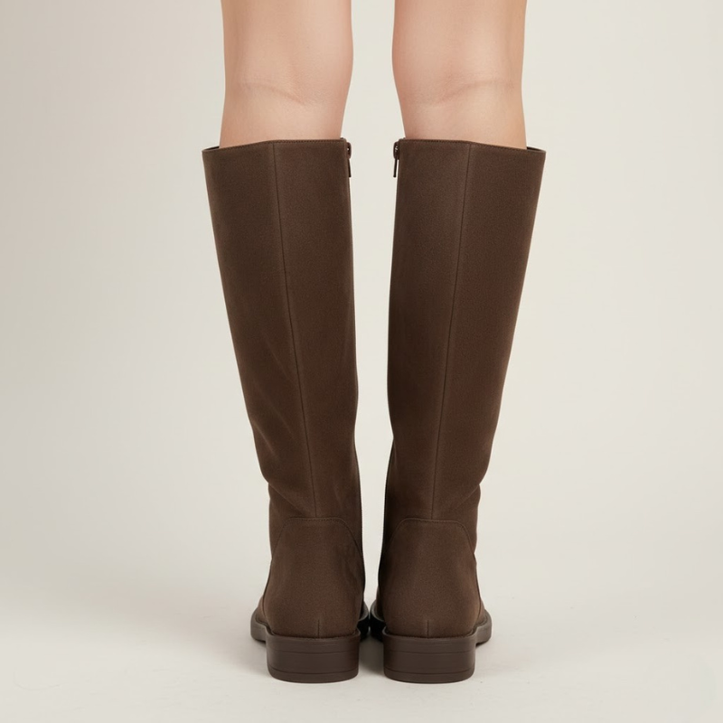 Damskie kozaki za kolano z wysokiej jakości zamszu – elegancki niski obcas blokowy