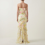 Lockeres Maxi-Kleid mit Chiffon-Rüsche für Damen – romantisches, leichtes Abendkleid